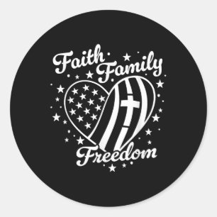 Sticker Rond Foi Famille Liberté Patriote 4 Juillet 4 États-Uni
