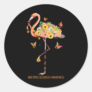 Sticker Rond Foi Flamant rose Espoir Lutter Contre la Sclérose