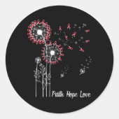Sticker Rond Foi Foi Espoir Amour Cancer du sein Dandelion Flo (Devant)