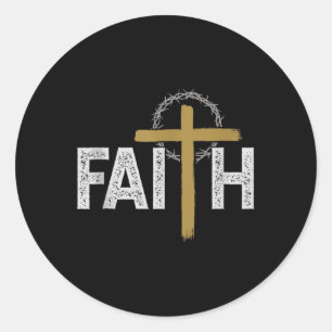 Sticker Rond Foi Religieuse Bible Jésus Catholique Chrétien Tan