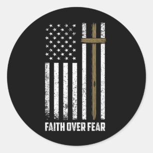 Sticker Rond Foi sur la peur Jésus Croix chrétienne Dieu Foi No