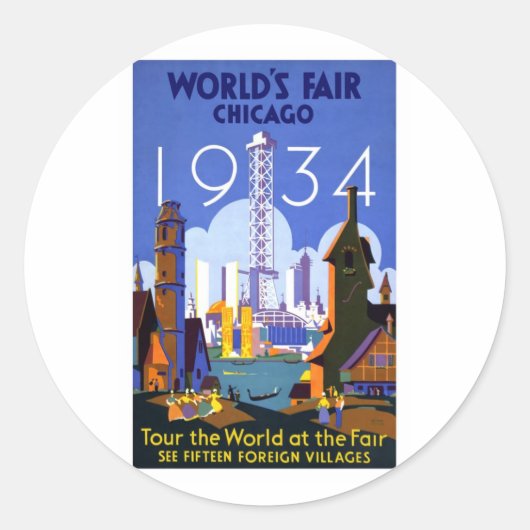 Sticker Rond Foire mondiale de Chicago 1934 (Devant)