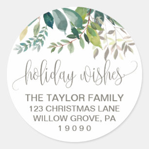 Sticker Rond Foliage Holiday Wings Christmas Retourner l'adress