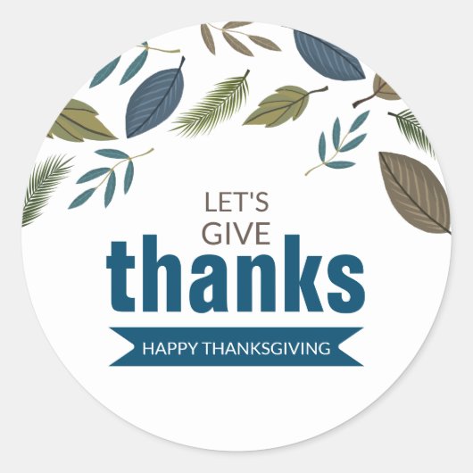 Sticker Rond Foliage moderne, Remercions, Thanksgiving (Devant)