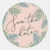 Sticker Rond Foliage tropical Enregistrer la date (Devant)