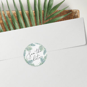 Sticker Rond Foliage tropical Enregistrer la date