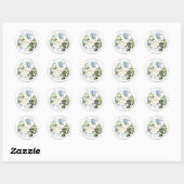Sticker Rond Folial Floral Aquarelle Bleu Dusty (Feuille)