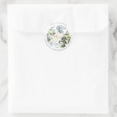Sticker Rond Folial Floral Aquarelle Bleu Dusty (Sac)