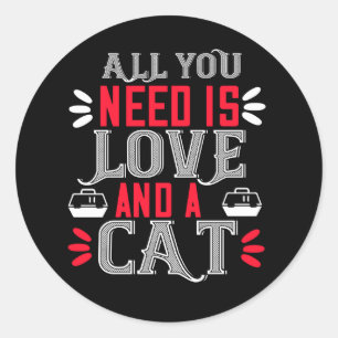 Sticker Rond Folle dame au chat noir Kitty Chaton mignon Chat