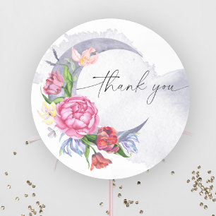 Sticker Rond Folle de joie Fleurs remerciement baby shower