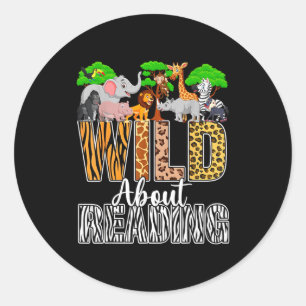 Sticker Rond Folle de lecture amoureuse des animaux de zoo ense