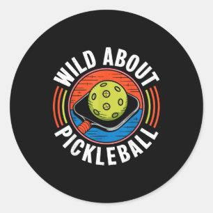 Sticker Rond Folle de pickleball drôle pickle ball
