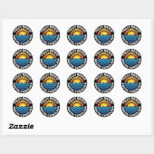 Sticker Rond Folly Beach, Caroline du Sud (Feuille)