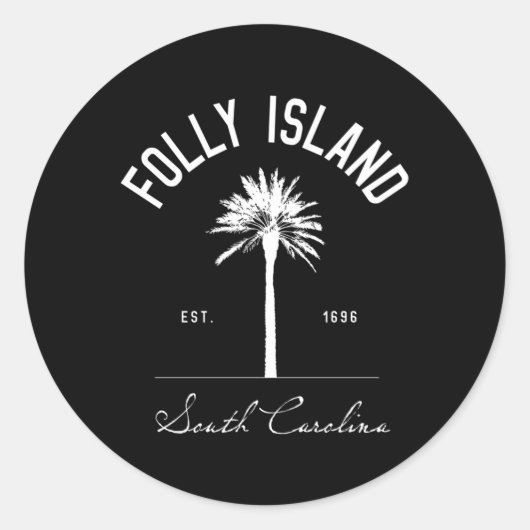 Sticker Rond Folly Beach Sc Park Palm Tree Folly Island (Devant)