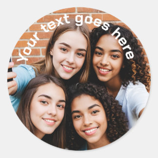 Sticker Rond Fonction de fête personnalisée avec photo et texte