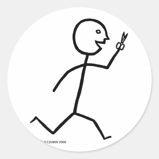 Sticker Rond Fonctionne Avec Des Ciseaux (Devant)