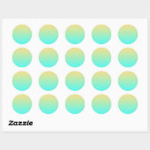 Sticker Rond Fond dégradé pastel turquoise jaune (Feuille)