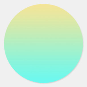 Sticker Rond Fond dégradé pastel turquoise jaune