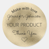 Sticker Rond Fond d'or fabriqué avec amour (Devant)