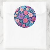 Sticker Rond Fond floral, rose et violet, (Sac)