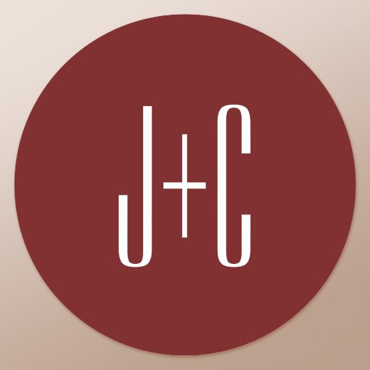 Sticker Rond Fond rouge Bourgogne modifiable & Texte blanc