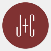 Sticker Rond Fond rouge Bourgogne modifiable & Texte blanc (Devant)