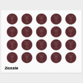 Sticker Rond Fond Rouge Foncé Écriture Or Blanc Classique (Feuille)