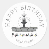 Sticker Rond Fontaine AMIENDS™ | Joyeux cadeau d'anniversaire (Devant)