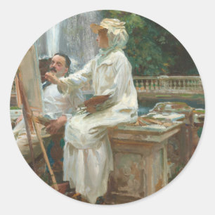 Sticker Rond Fontaine Villa Torlonia Frascati, Italie par Sarge