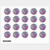 Sticker Rond Fonte rose et violette (Feuille)