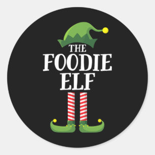 Sticker Rond Foody Elf Correspondant Famille Groupe Noël 1