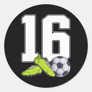 Sticker Rond Football 16e Anniversaire Footller Garçons 16 Ans