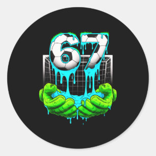 Sticker Rond Football 67 Six Seven 6 7 Drôle Gen Alpha Meme Dri