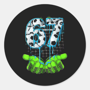 Sticker Rond Football 67 Six Seven Drôle Gen Alpha Meme