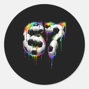 Sticker Rond Football 67 Six Seven Drôle Gen Alpha Mème Arc-en-