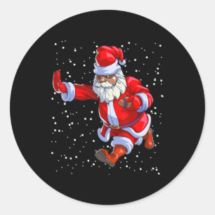 Sticker Rond Football afro-américain noir Santa Claus Afro C