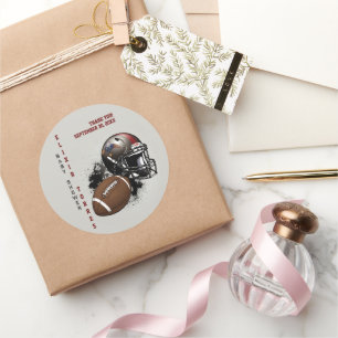Sticker Rond Football américain Baby shower rouge et noir