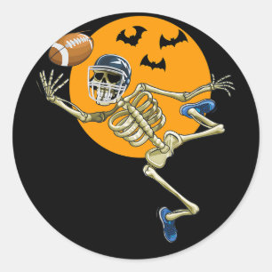 Sticker Rond Football américain Squelette Halloween Hommes garç
