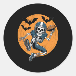 Sticker Rond Football américain squelette Halloween Imaginaire 