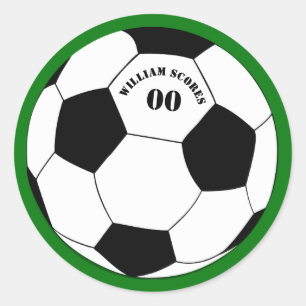 Sticker Rond Football, balle de football avec nom et numéro