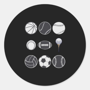 Sticker Rond Football baseball soccer volleyball basketball