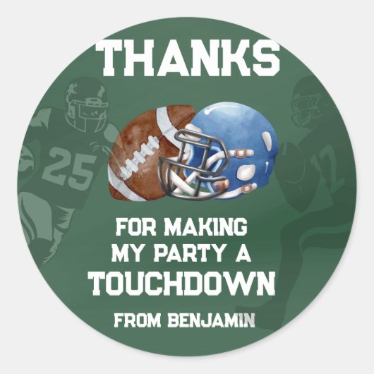 Sticker Rond Football Boy Anniversaire Fête Favoriser (Devant)