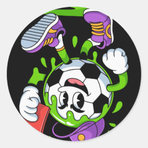 Sticker Rond Football Byll Dessin Animé Goutte Carton Rouge Amu