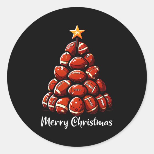 Sticker Rond Football Christmas Tree Lights Funny Football Play (Devant)