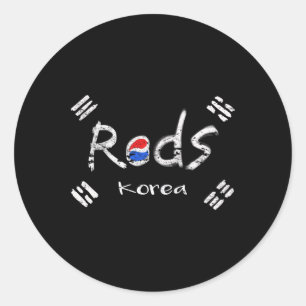 Sticker Rond Football coréen rouge avec drapeau coréen