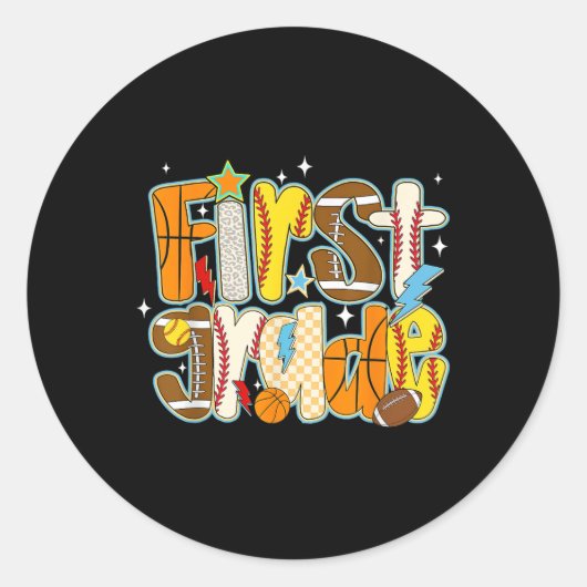 Sticker Rond Football de baseball de 1ère année S (Devant)