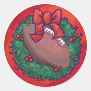 Sticker Rond Football de couronne de Noël en rouge