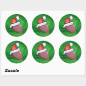 Sticker Rond Football de Santa Hat sur Vert (Feuille)