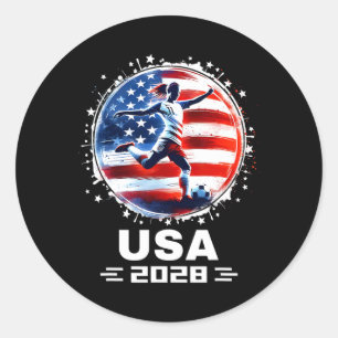 Sticker Rond Football Féminin Vêtements de Football Drapeau Amé