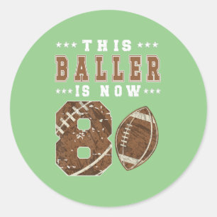 Sticker Rond Football garçon de 8e anniversaire Football de 8e